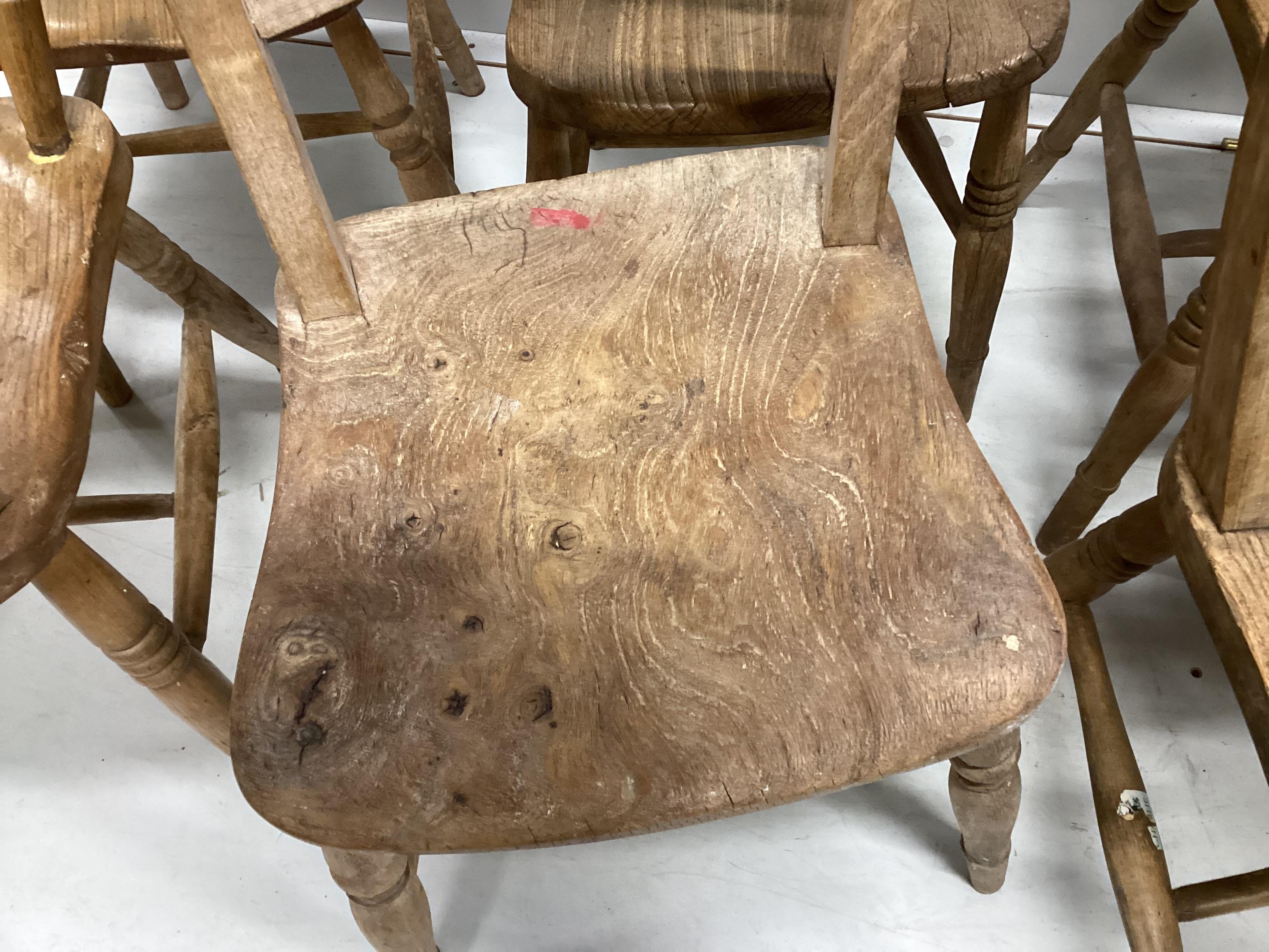 A harlequin set of ten Victorian Windsor elm and beech chairs